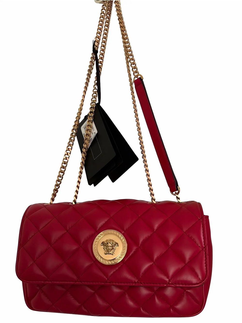 Versace Quilted Leather La Medusa Crossbody Red Shoulder Bag NWT MSRP $1800